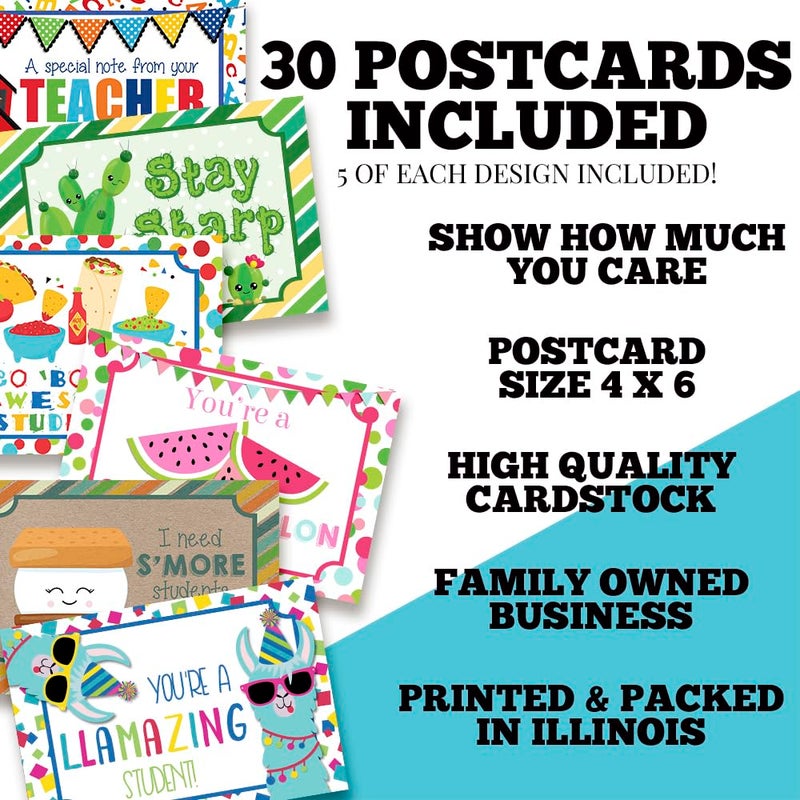 Amanda Creation Thinking of You School Themed Blank Postcards For Teachers To Send To Students, Total of 30 4"x6" Fill In Notecards (5 of each design) by AmandaCreationâ€¦ - Image 2